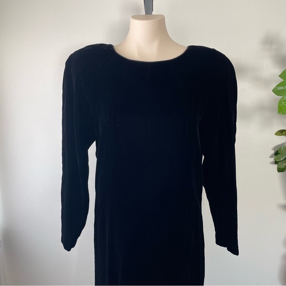80s Vintage Chetta B Velvet Velour Dress Black Goth Witchy Gothic Wiccan - Picture 7 of 9